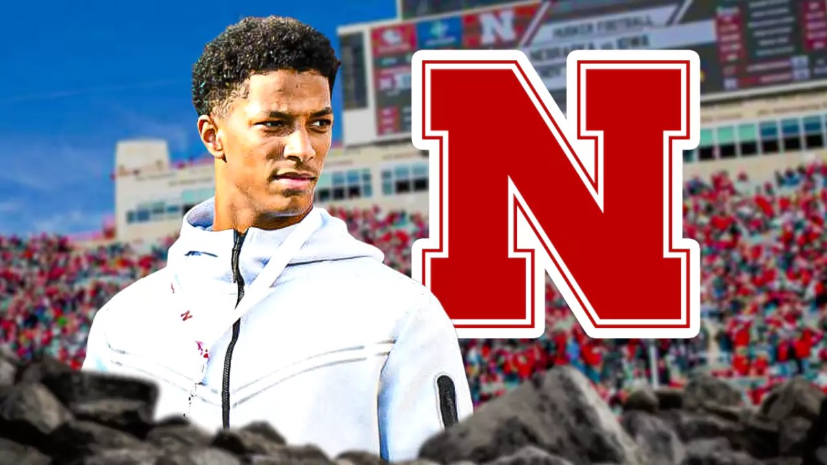 Nebraska football, Cornhuskers, JD Crisp, Nebraska football recruiting, Matt Rhule, Picture of JD Crisp, Nebraska athletic logo (the N logo), Nebraska football field in the background