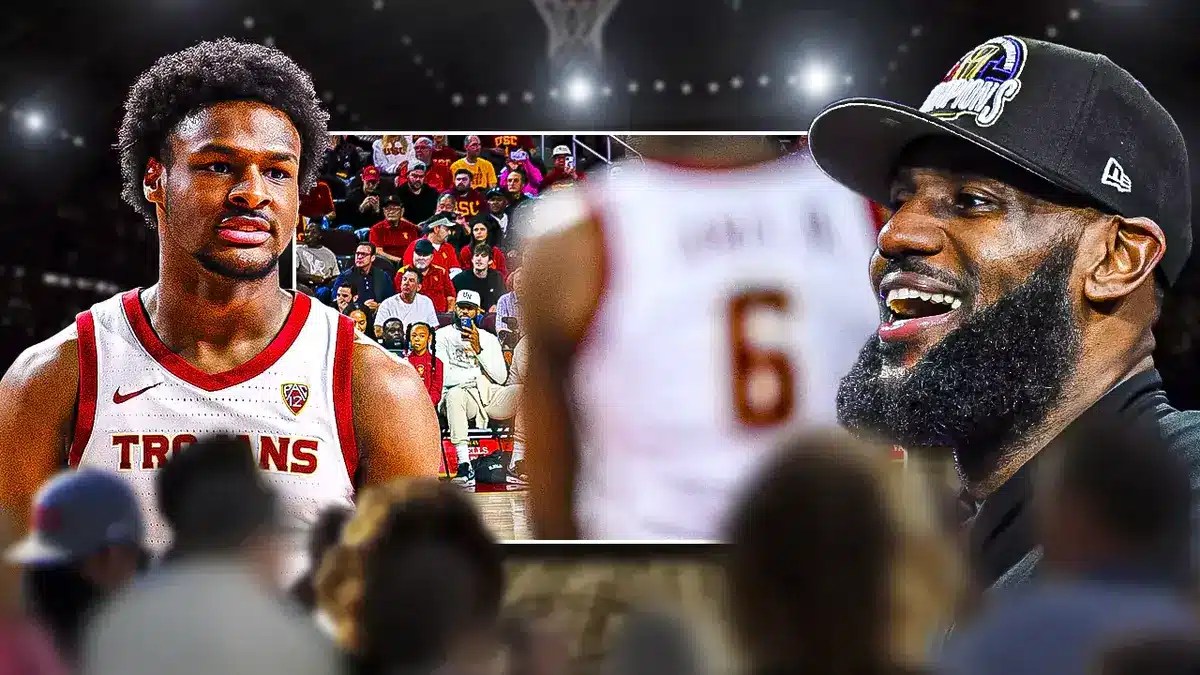 USC basketball and Isaiah Collier teammate Bronny James with Lakers LeBron James