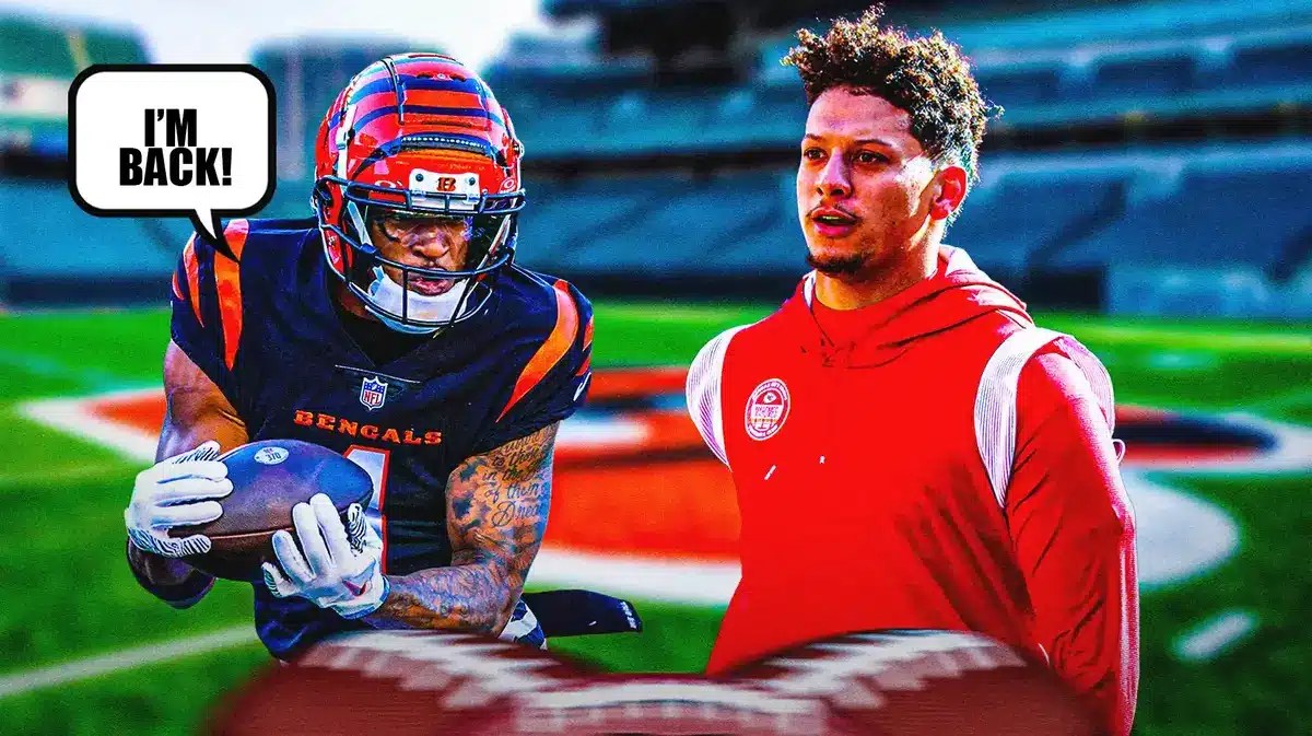 Thumb: Bengals' Ja'Marr Chase saying, “I’m back!” Patrick Mahomes looking angry.