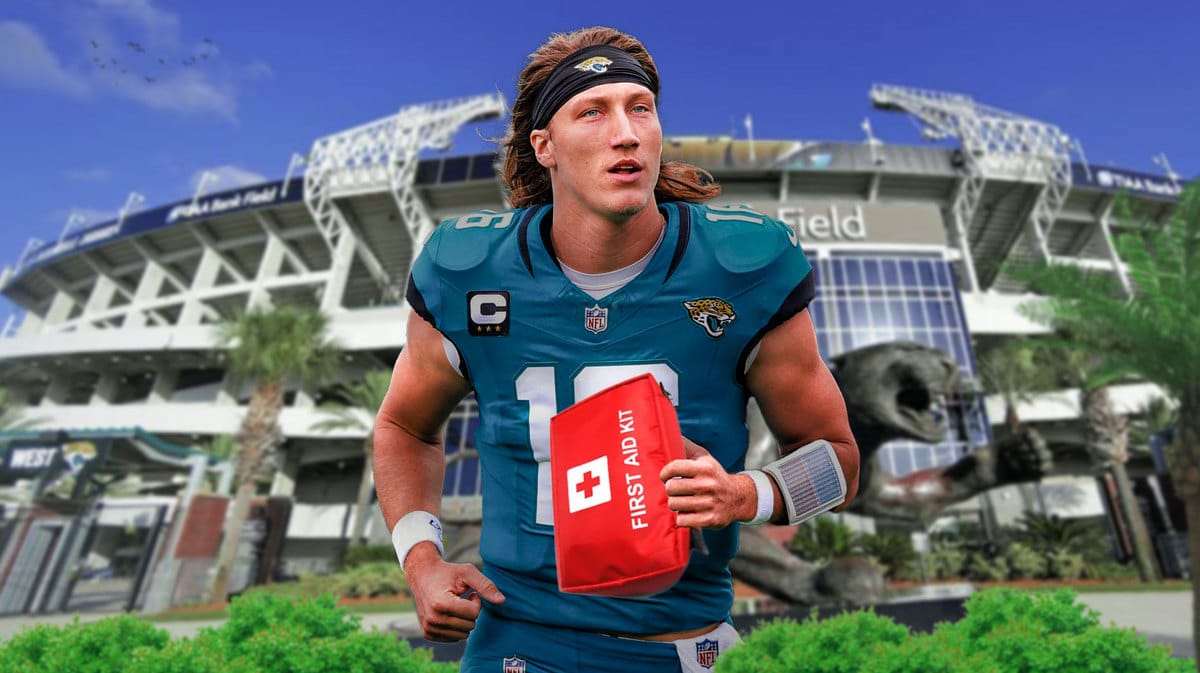 Trevor Lawrence with first-aid kit