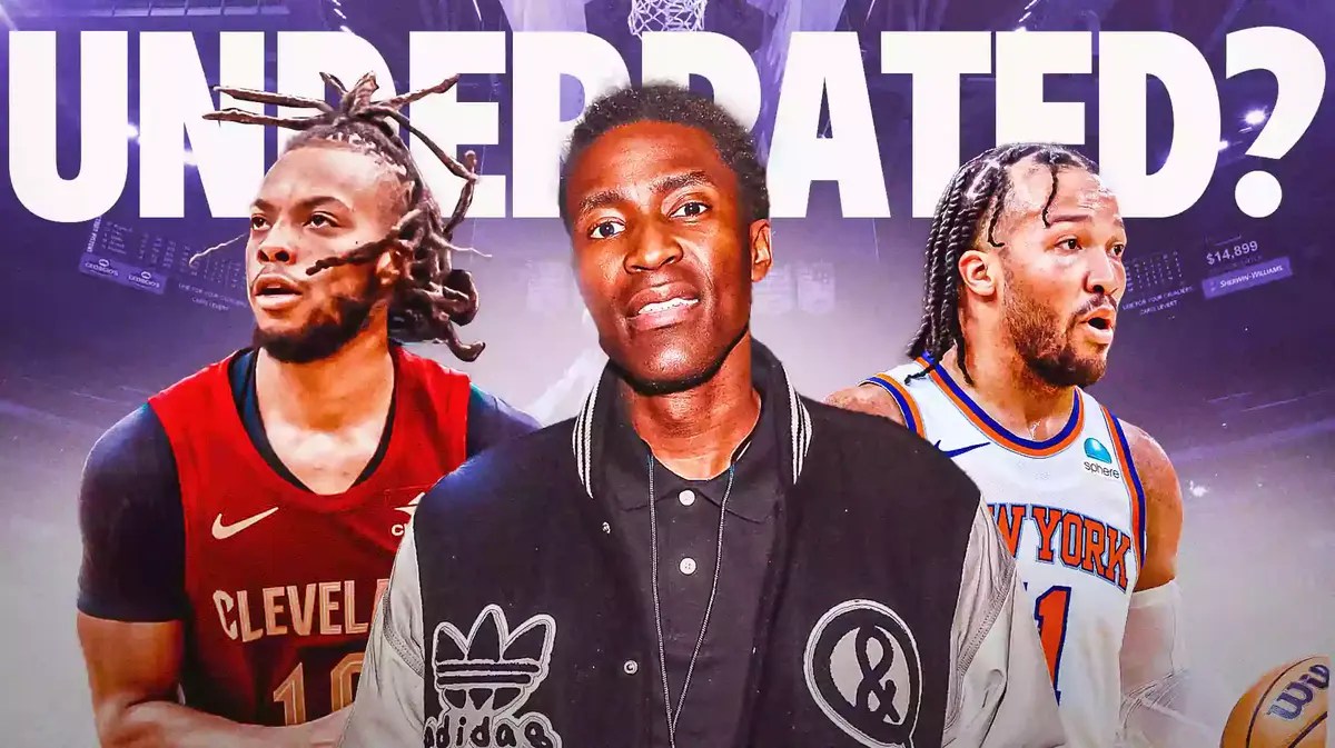Jamal Crawford in the middle of Jalen Brunson and Darius Garland. Slogan at the back which says "UNDERRATED?"