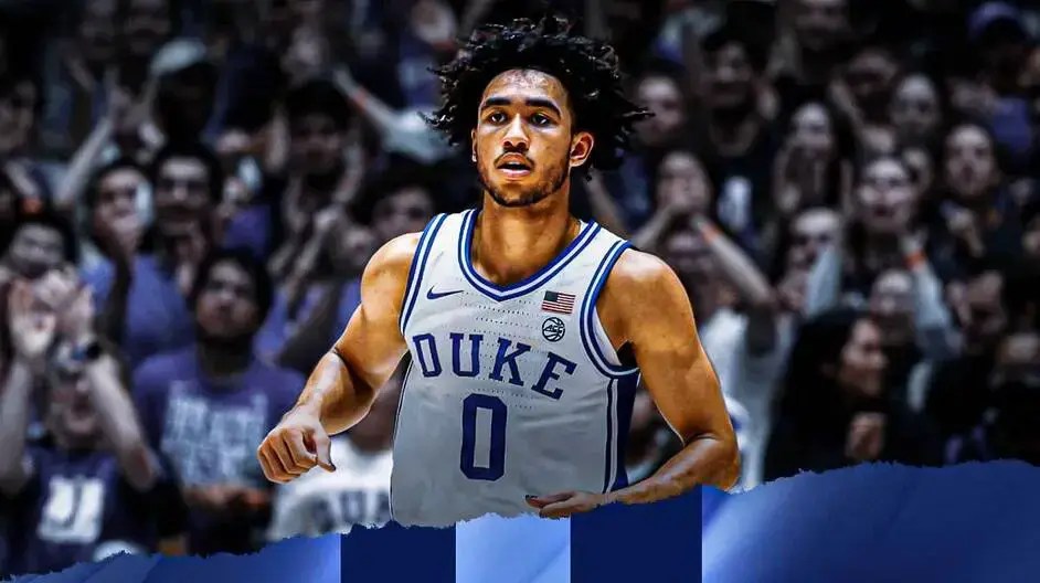 Duke basketball freshman Jared McCain with serious expression