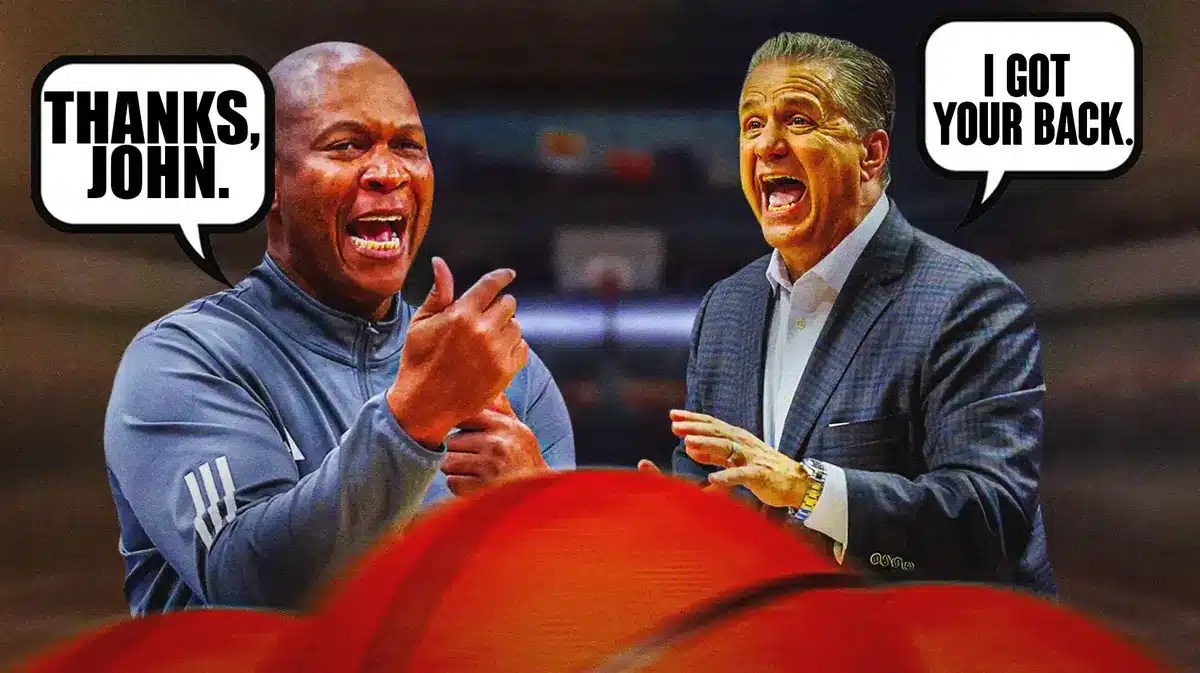 Louisville basketball coach, Kenny Payne and Kentucky coach John Calipari