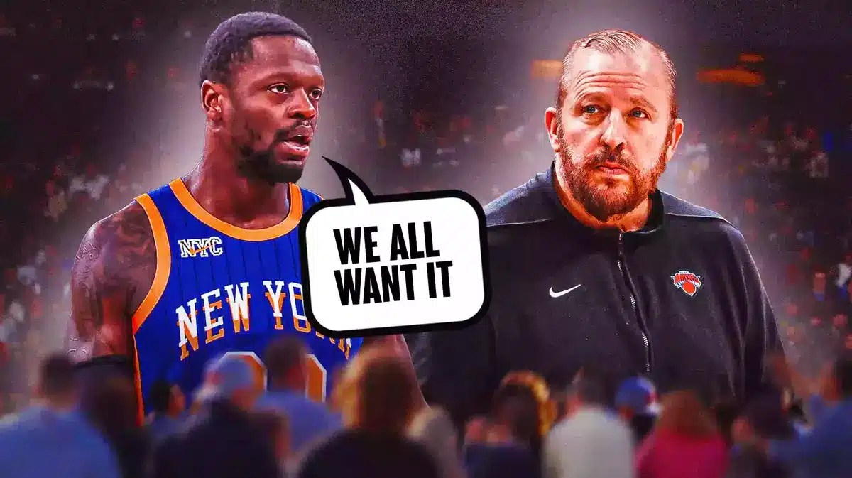 Julius Randle saying “We all want it”, Tom Thibodeau next to him