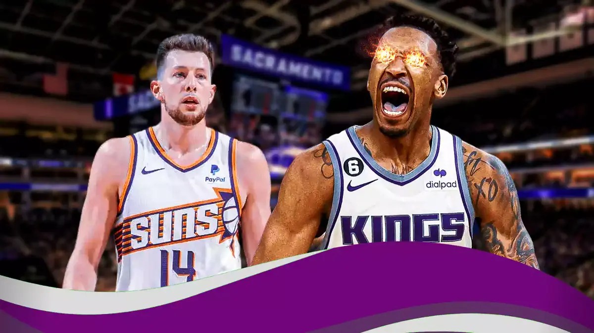 Kings Malik Monk after posterizing both Suns Drew Eubanks and Kris Dunn
