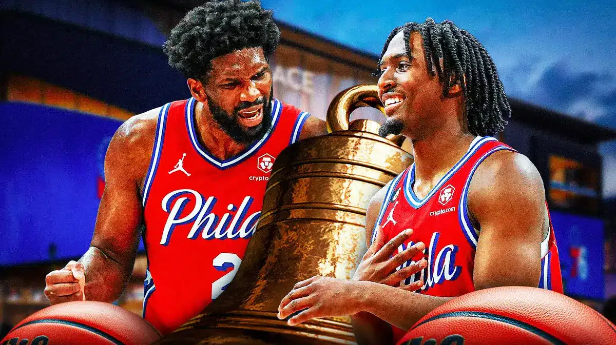 Sixers' Tyrese Maxey with Joel Embiid