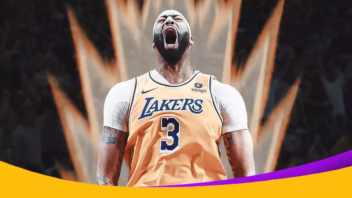 Los Angeles Lakers' Anthony Davis with Super Saiyan aura