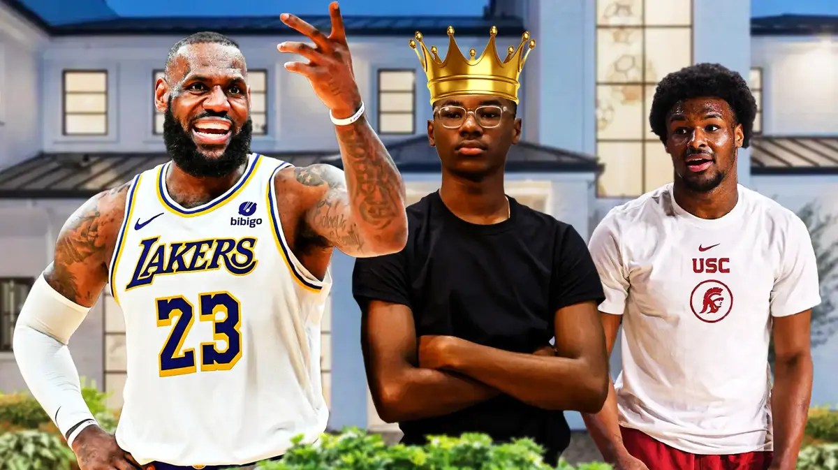 Lakers LeBron James with Bryce James from Sierra Canyon and Bronny James