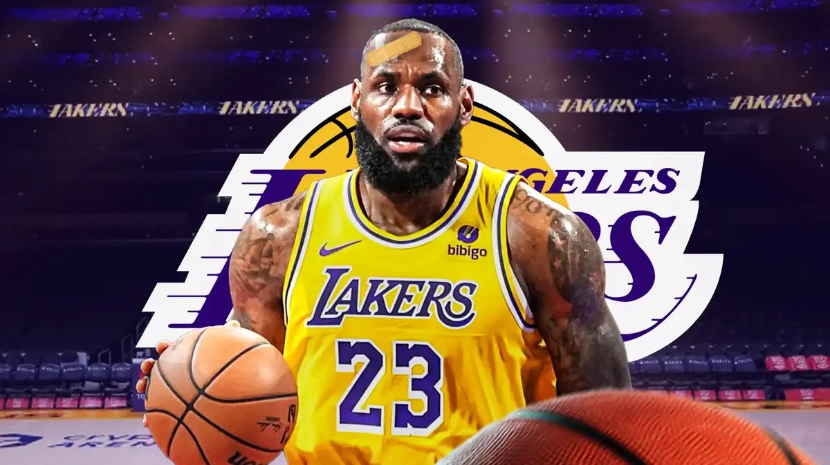 Lebron James with band aid on head