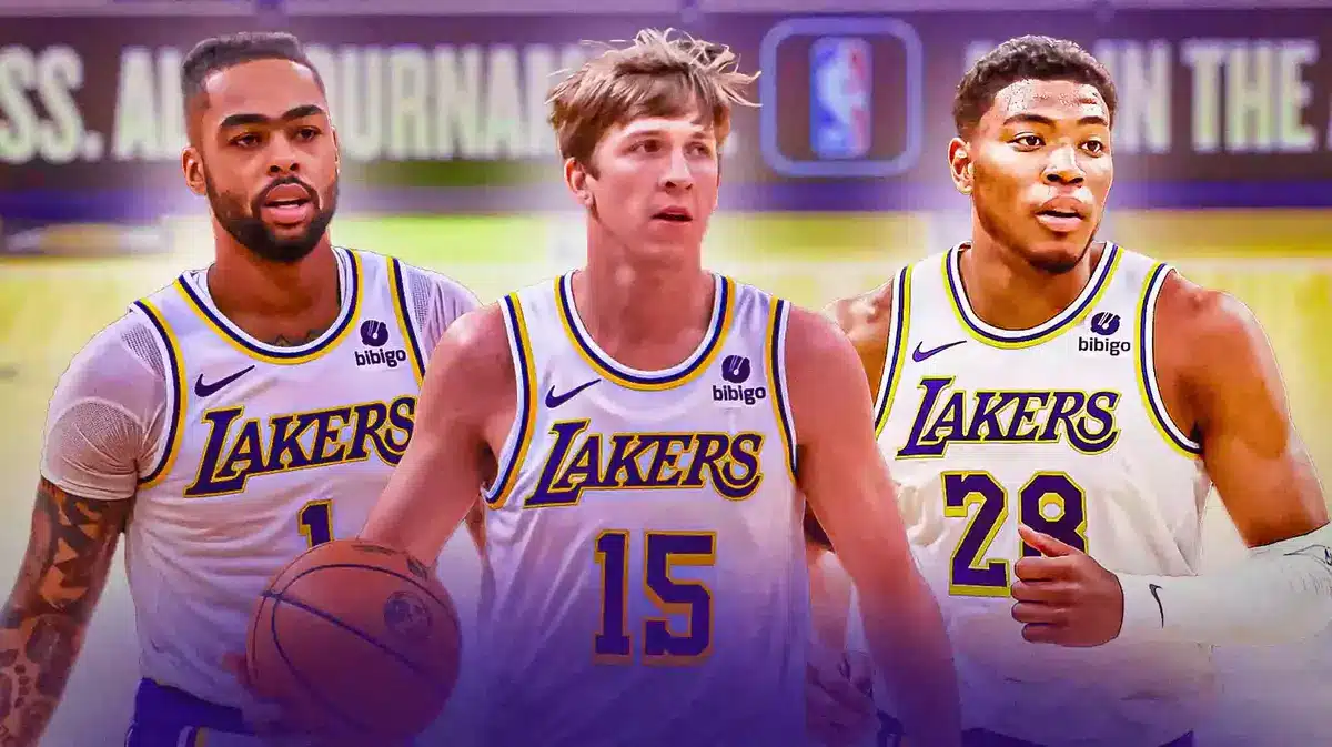 Lakers' Austin Reaves, D'Angelo Russell, and Rui Hachimura