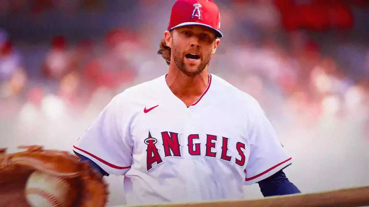 MLB pitcher Adam Cimber photoshopped into Los Angeles Angels uniform top and hat