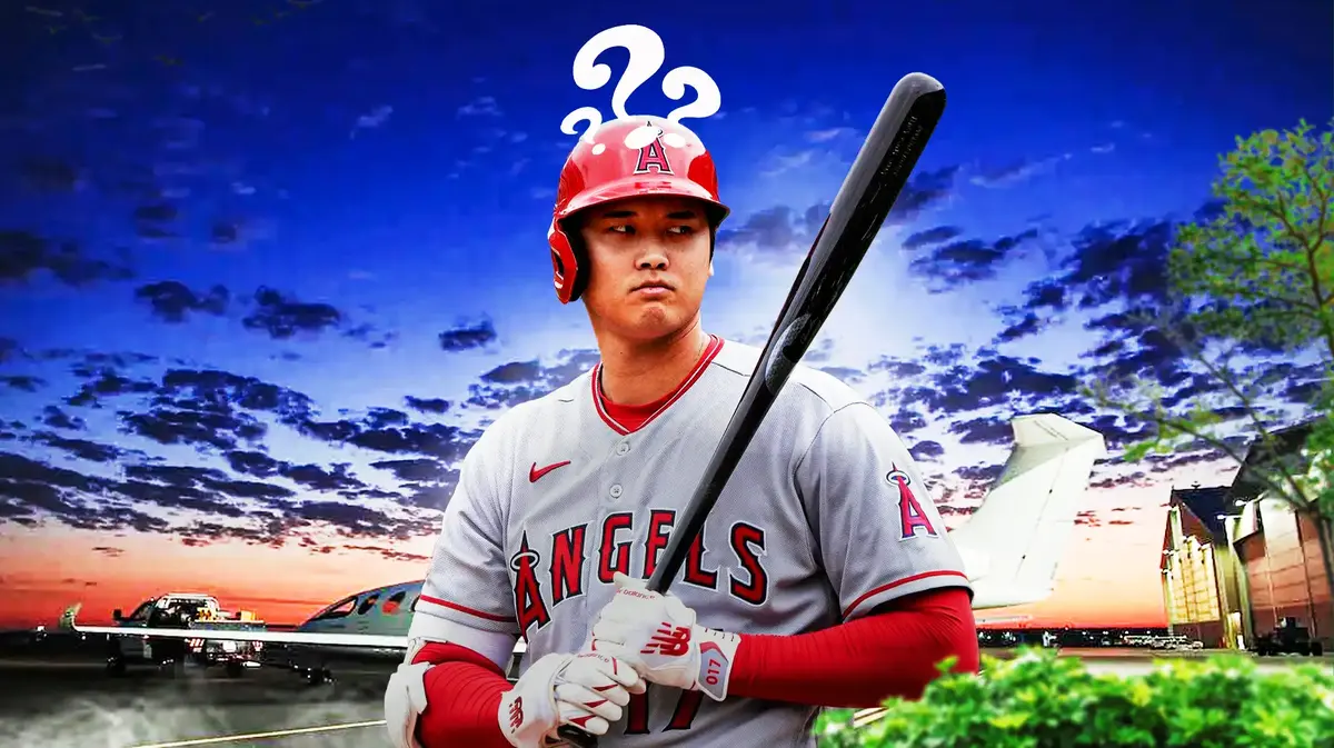 Shohei Ohtani with several question marks above his head.
