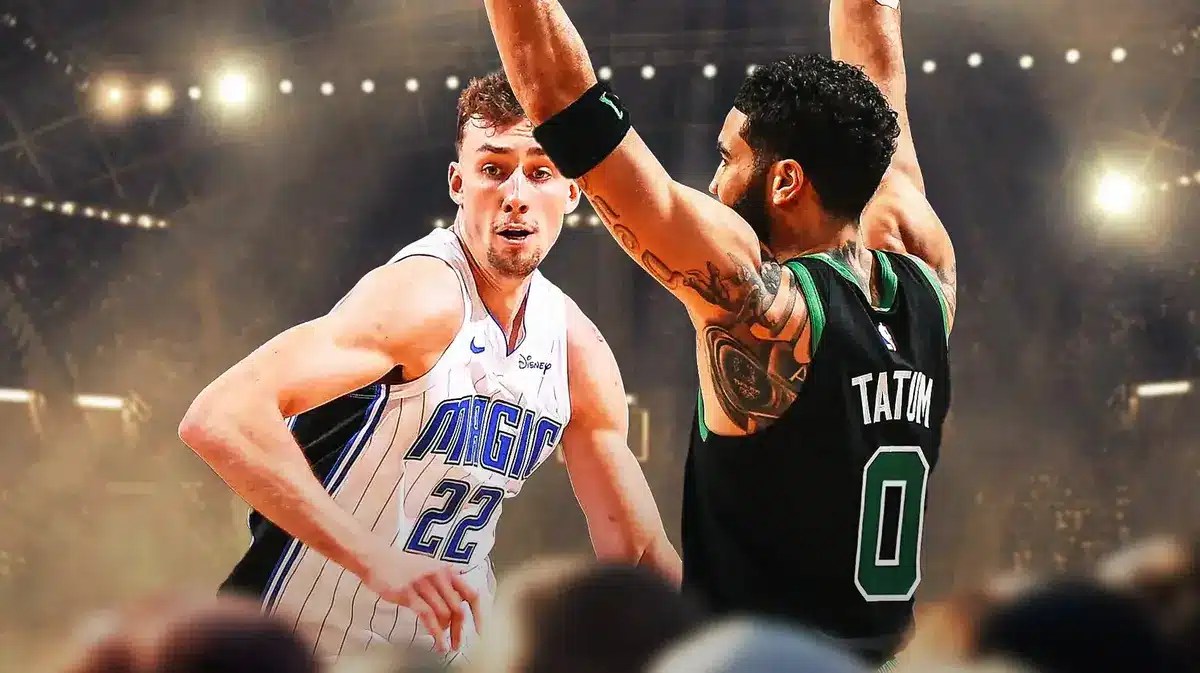 Franz Wagner guarded by Jayson Tatum