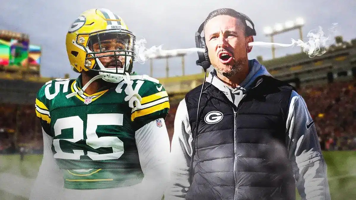 Packers coach Matt LaFleur and KR/CB Keisean Nixon.