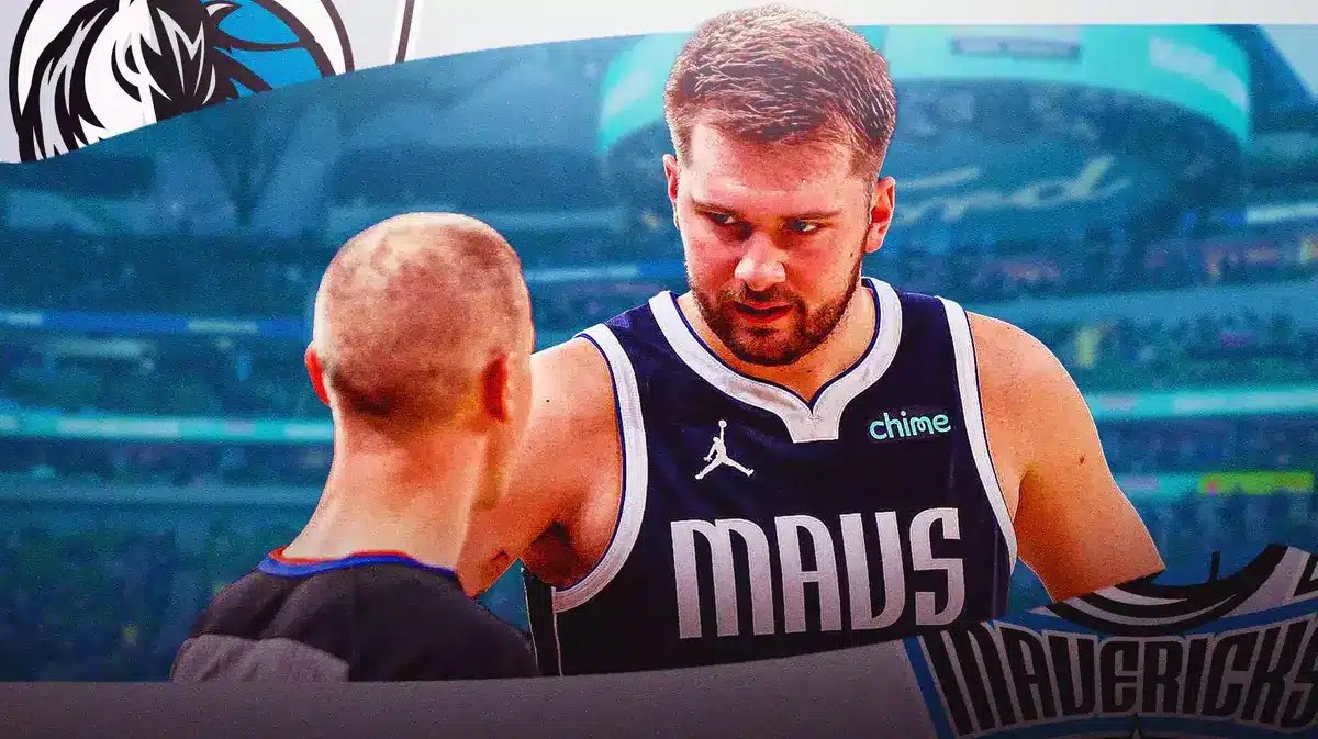 Luka Doncic arguing with an official