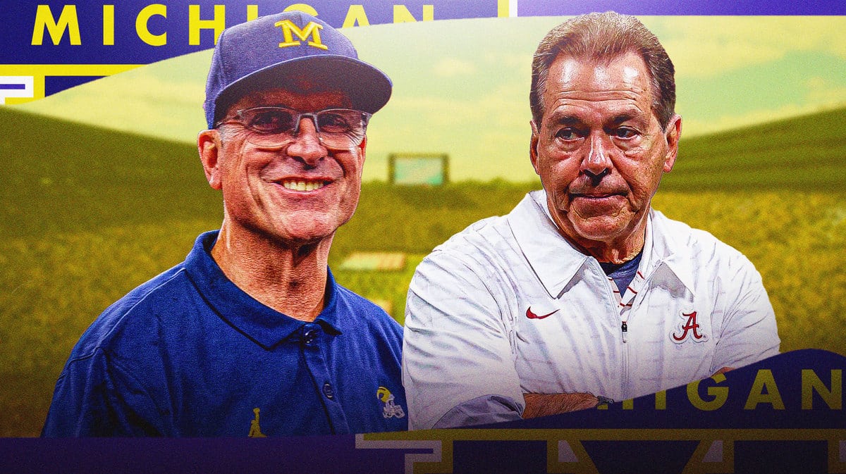 Jim Harbaugh describes the Michigan-Alabama matchup as iconic.
