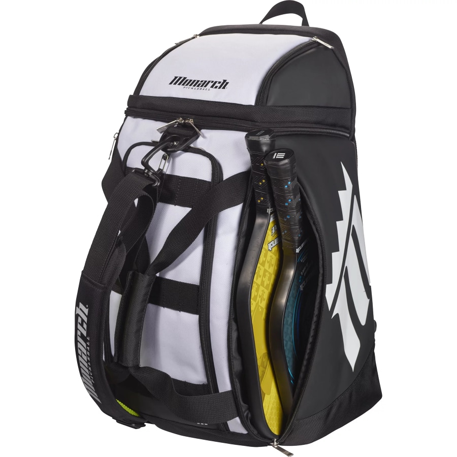 Monarch Premium Pickleball Touring Bag - Black/White colorway on a white background.