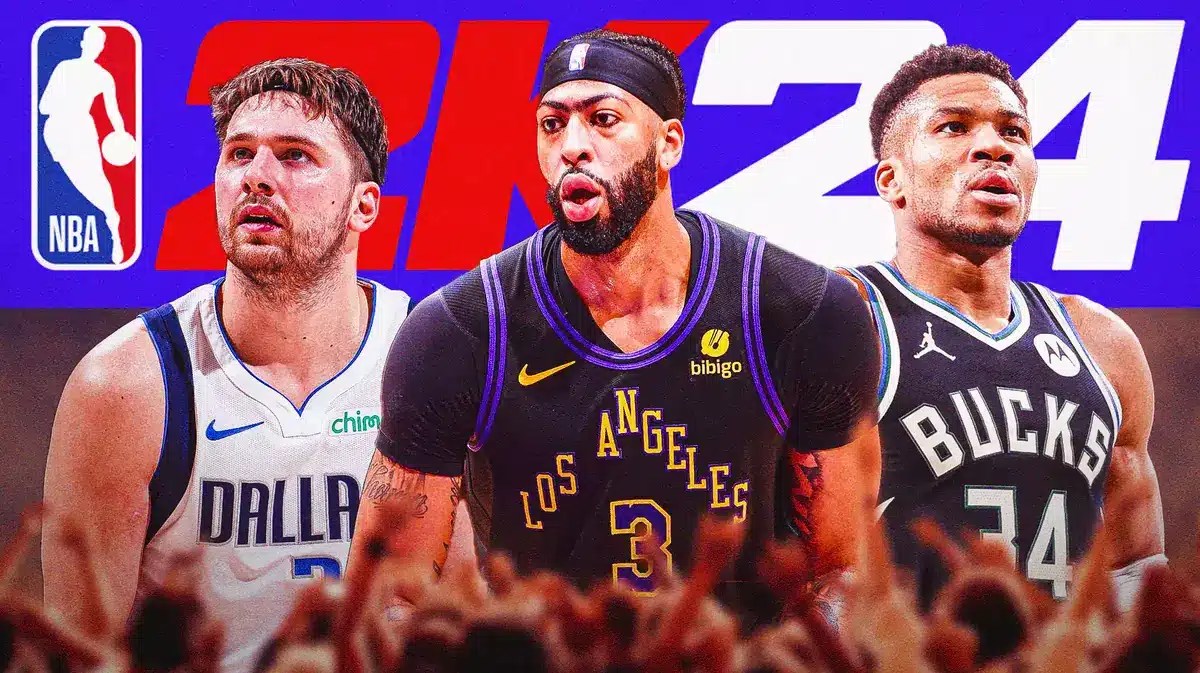 NBA 2K24 Luka Dončić, Anthony Davis, and Giannis Antetokounmpo