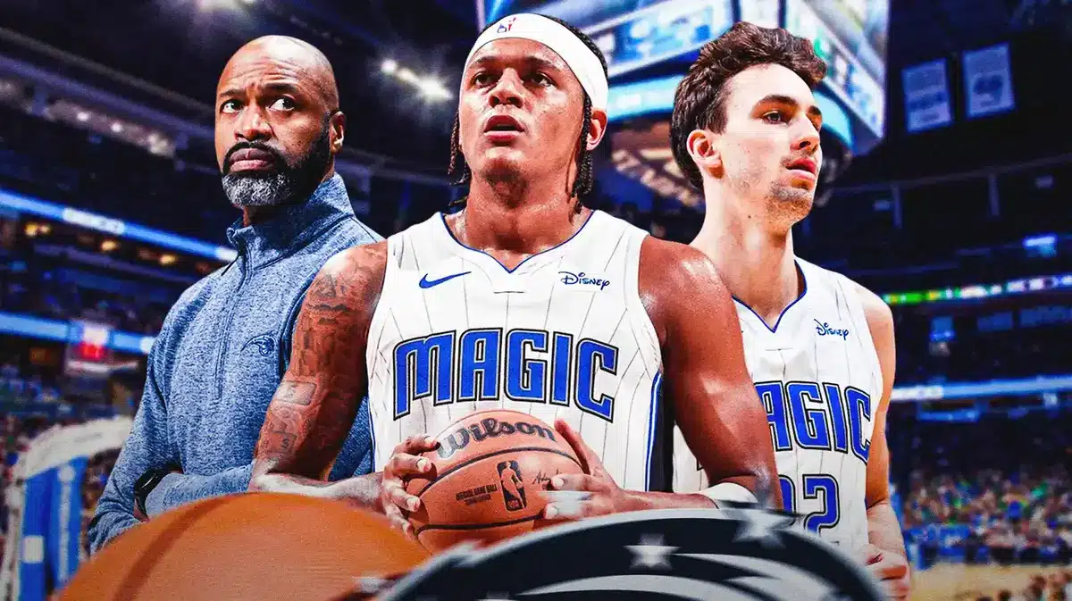 Magic's Paolo Banchero, Jamahl Mosley and Franz Wagner