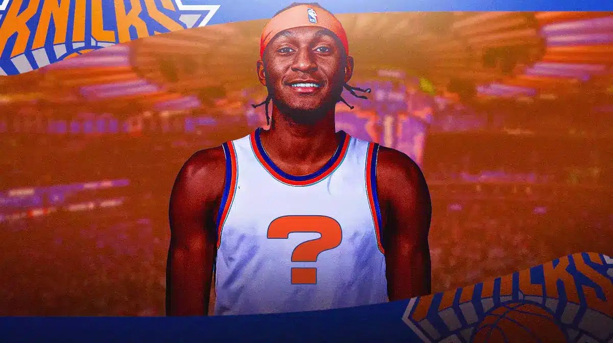 Immanuel Quickley with blank jersey with question mark in the middle
