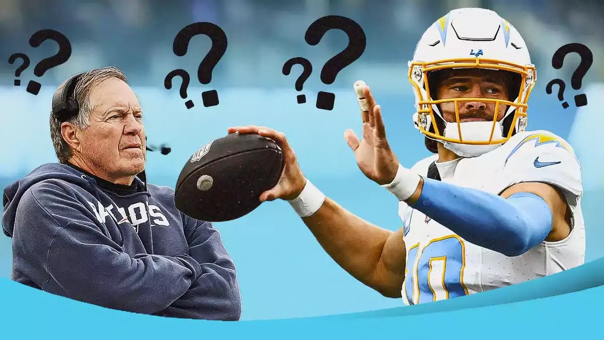 Patriots coach Bill Belichick and Chargers quarterback Justin Herbert