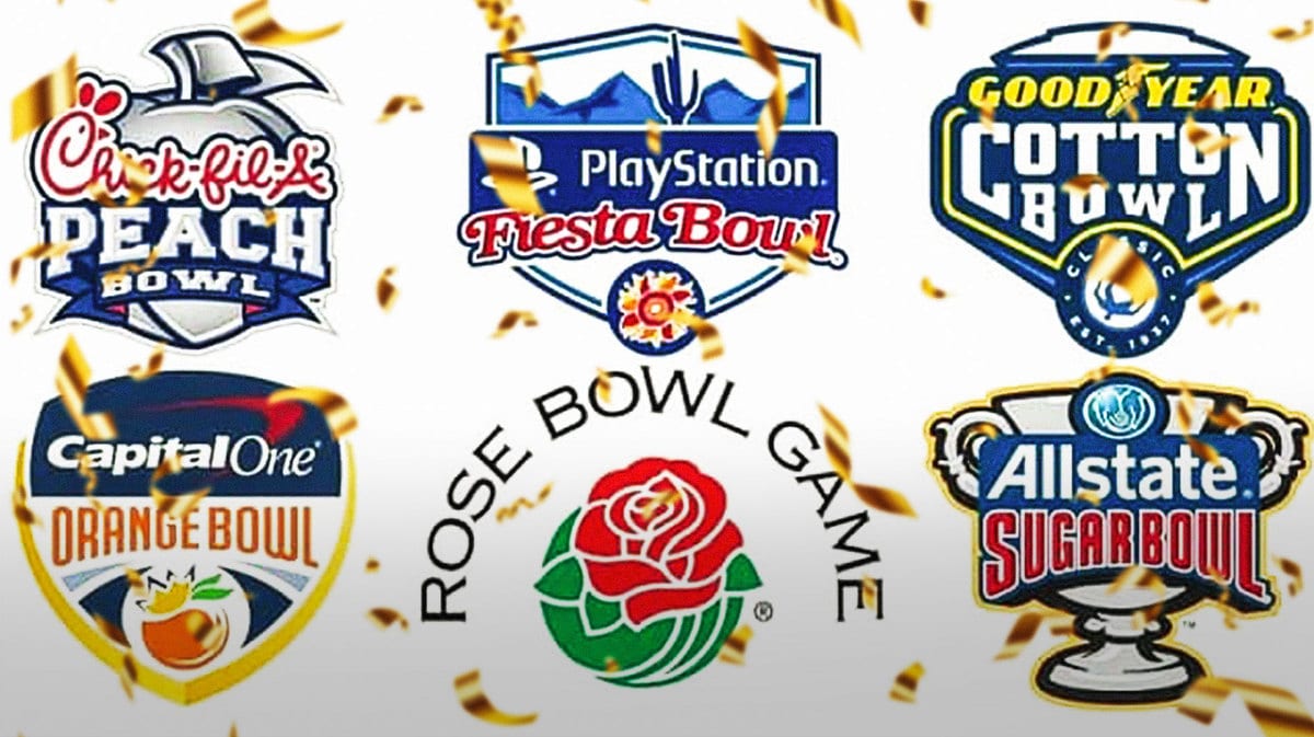 New Year's Six bowl games with confetti dropping
