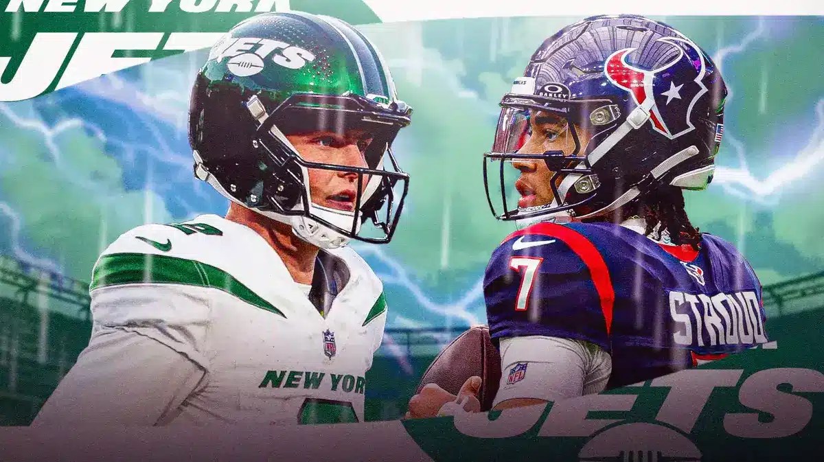 Zach Wilson and CJ Stroud facing each other at MetLife Stadium.