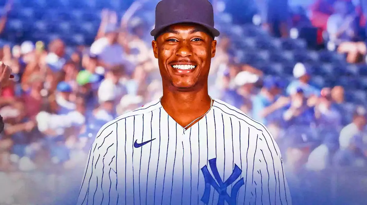 Jeter Downs in a Yankees jersey.