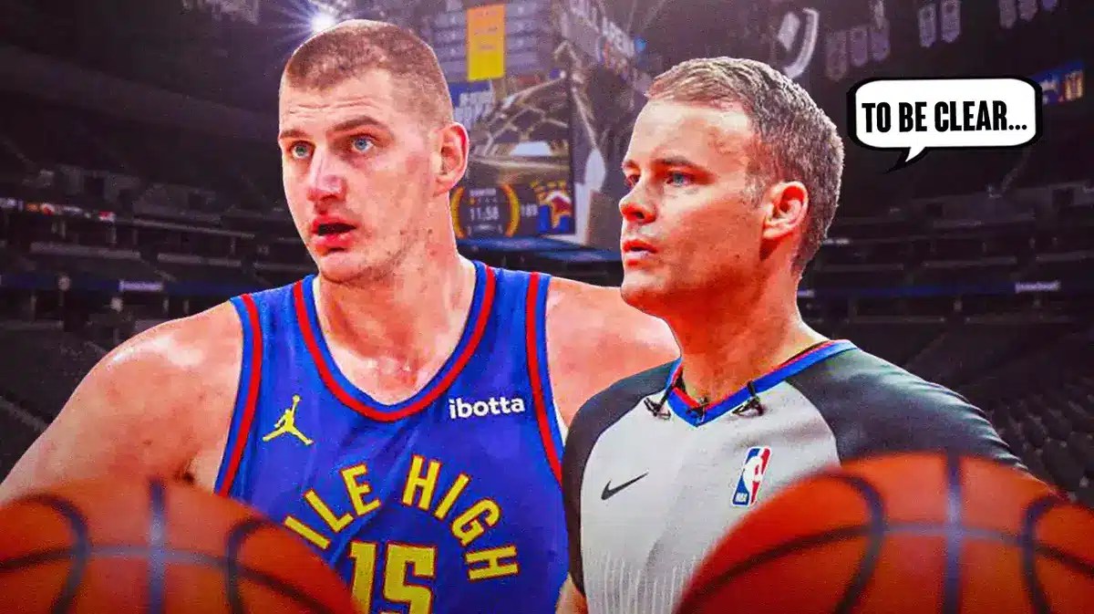 NBA referee Mark Lindsay and Nuggets' Nikola Jokic