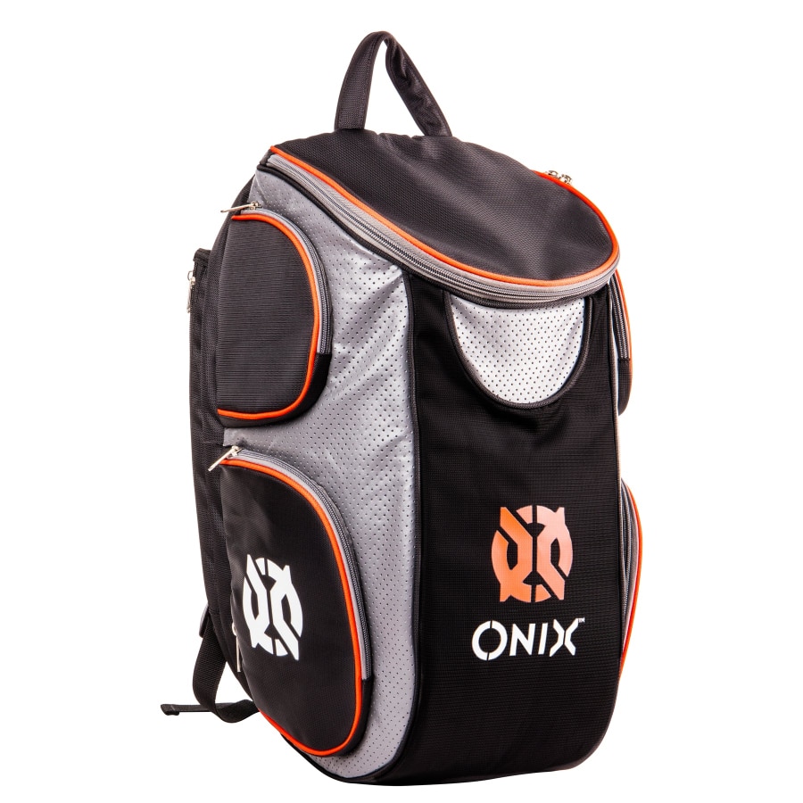 ONIX Pickleball Backpack  - Black/Gray/Orange colorway on a white background.