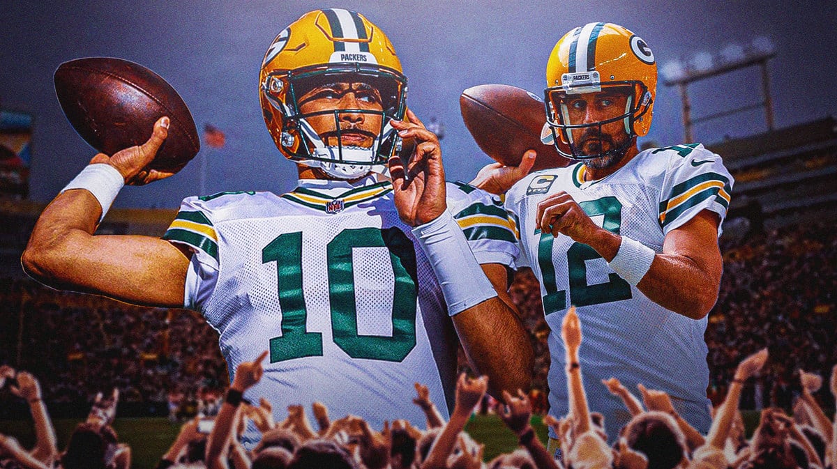 Packers' Jordan Love and Aaron Rodgers