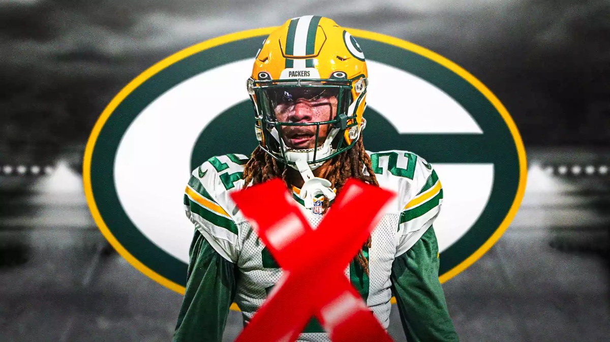 Packers cornerback Eric Stokes with an X over him.