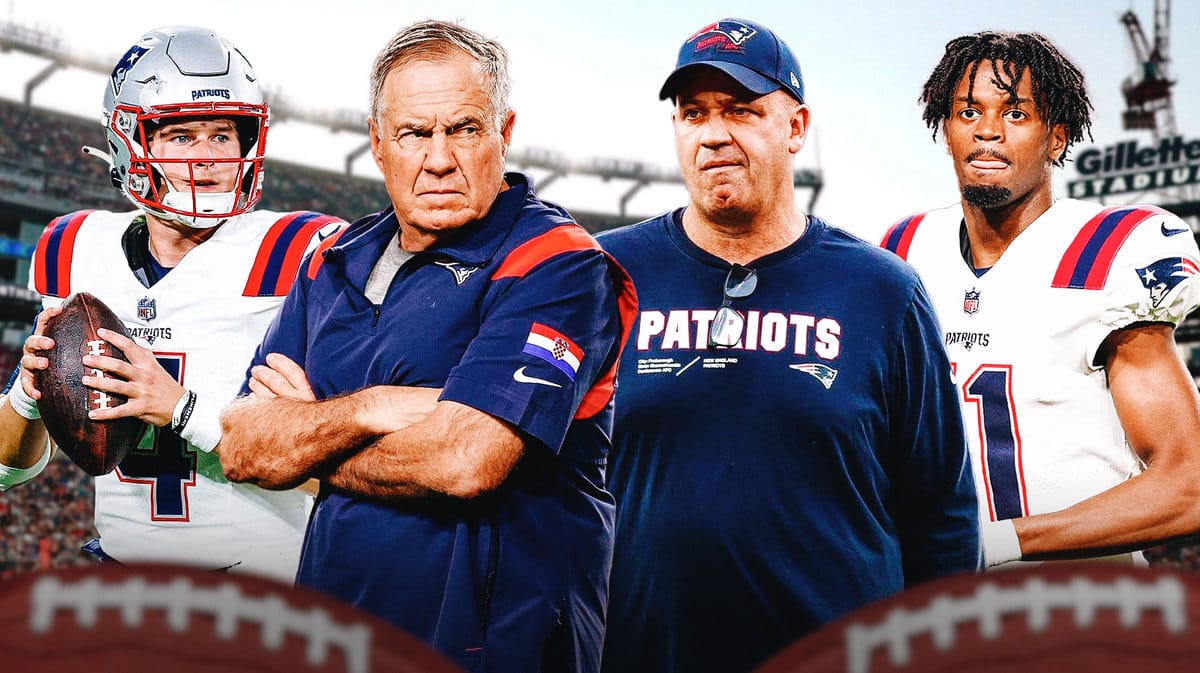 Patriots Bailey Zappe, Bill Belichick, Bill O’Brien, and Tyquan Thornton