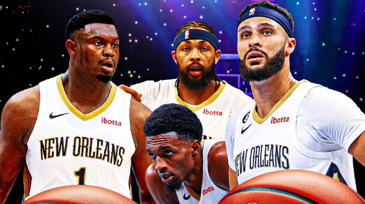 Pelicans' Larry Nance Jr., Zion Williamson, Brandon Ingram, and Herb Jones in a support group