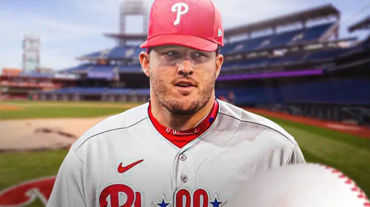 Mike Trout in a Phillies uniform at Citizens Bank Park