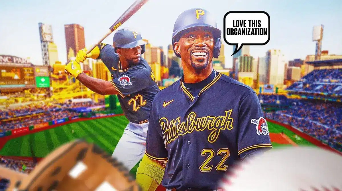 Photo: Andrew McCutchen saying “Love this organization” in Pirates jersey with PNC Park as the background