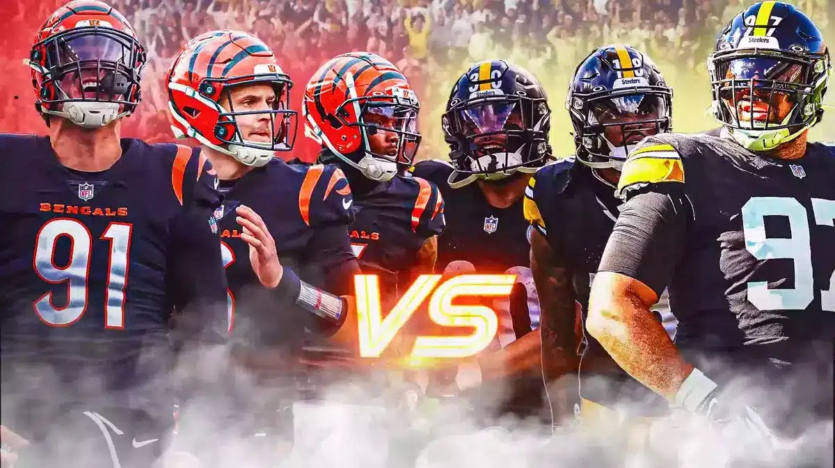 Cincinnati Bengals' Trey Hendrickson, Jake Browning, and Tee Higgins VS. Pittsburgh Steelers' Jaylen Warren, Diontae Johnson, and Cam Heyward