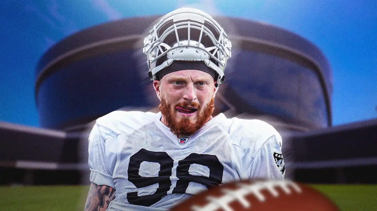 Las Vegas Raiders defensive end Maxx Crosby looking intense.