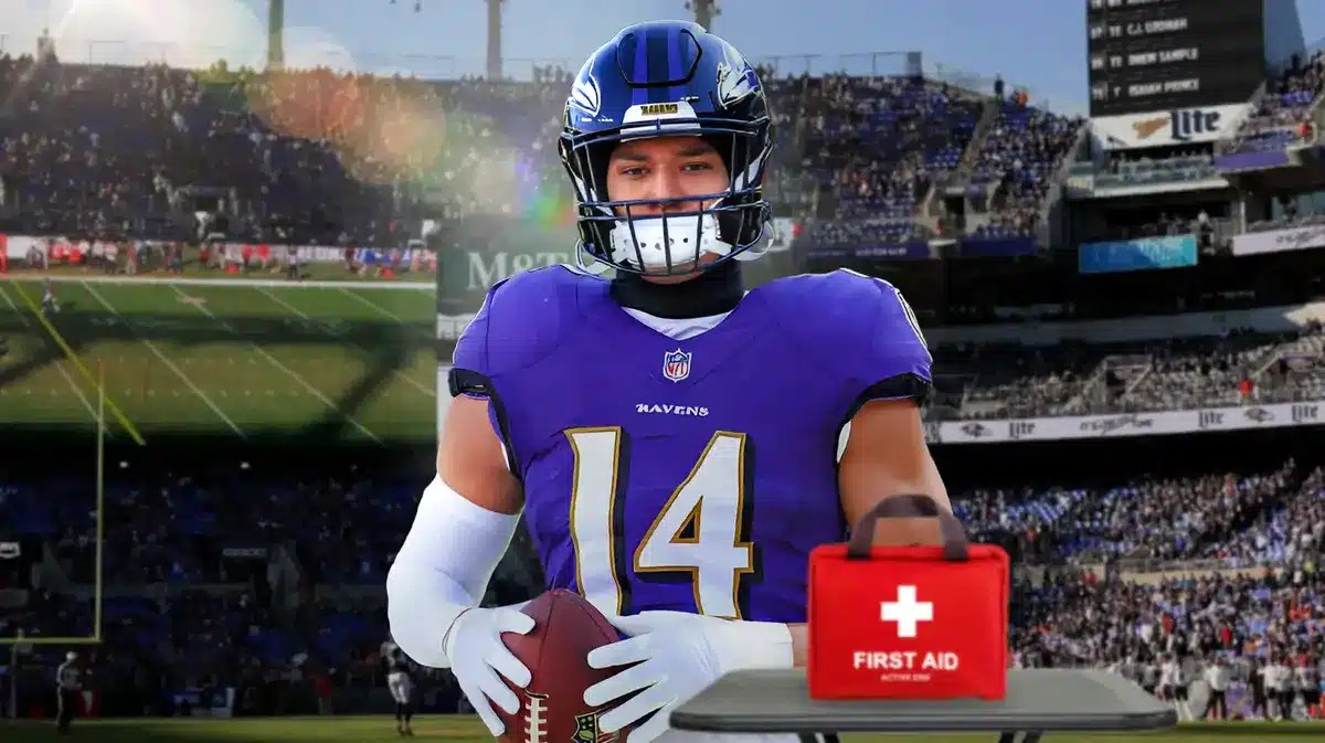 Kyle Hamilton with first-aid kit