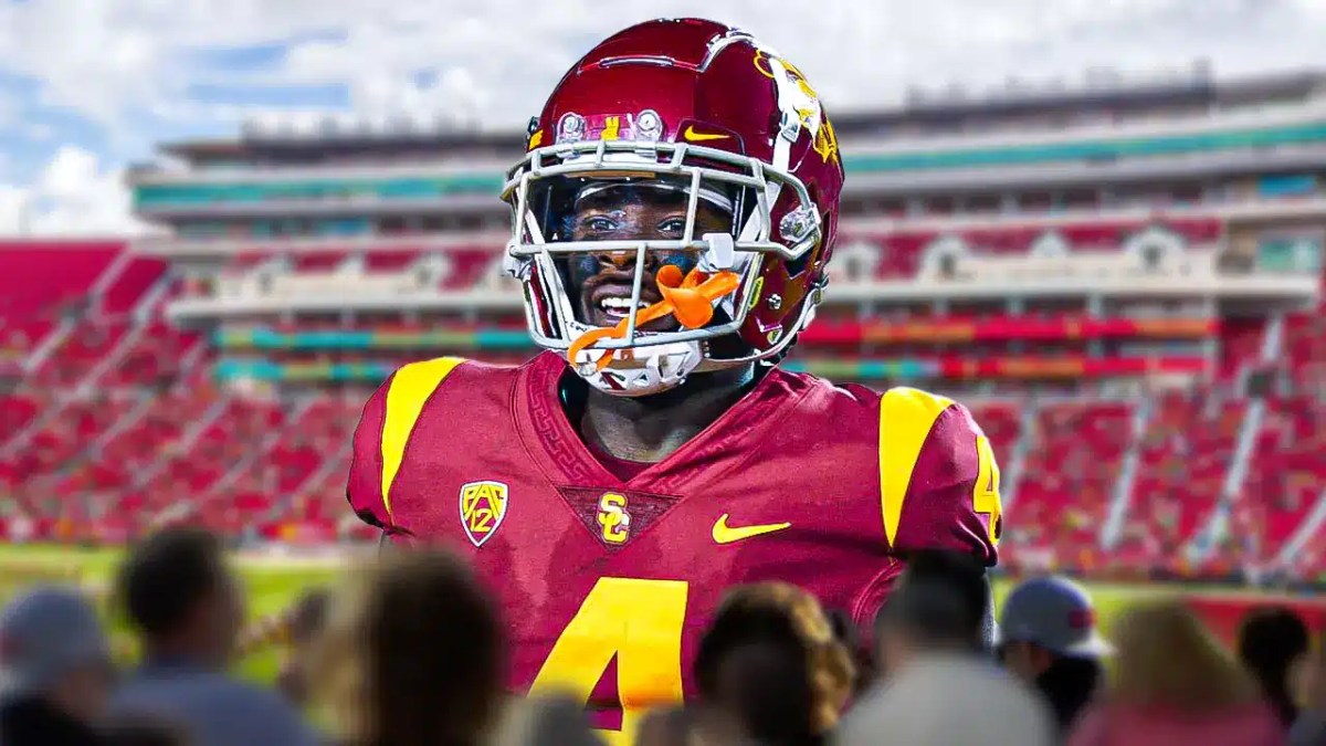 USC football, Trojans, Caleb Williams, Mario Williams, Transfer portal, Mario Williams with USC football stadium in the background