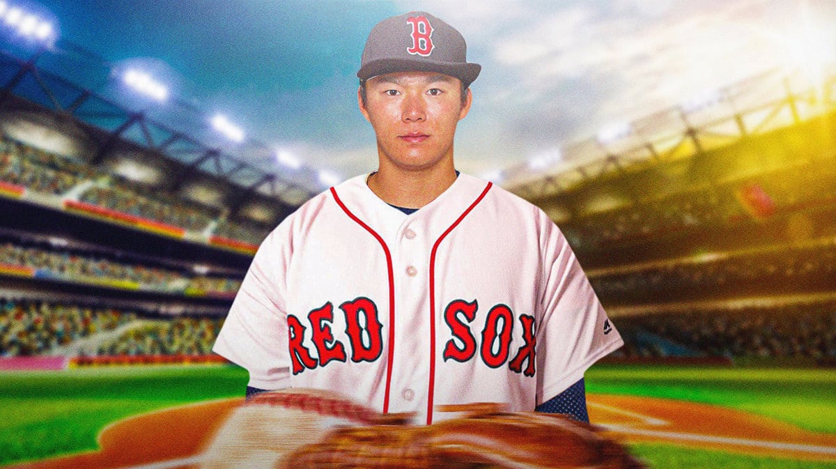 Yoshinobu Yamamoto in a Red Sox uniform.