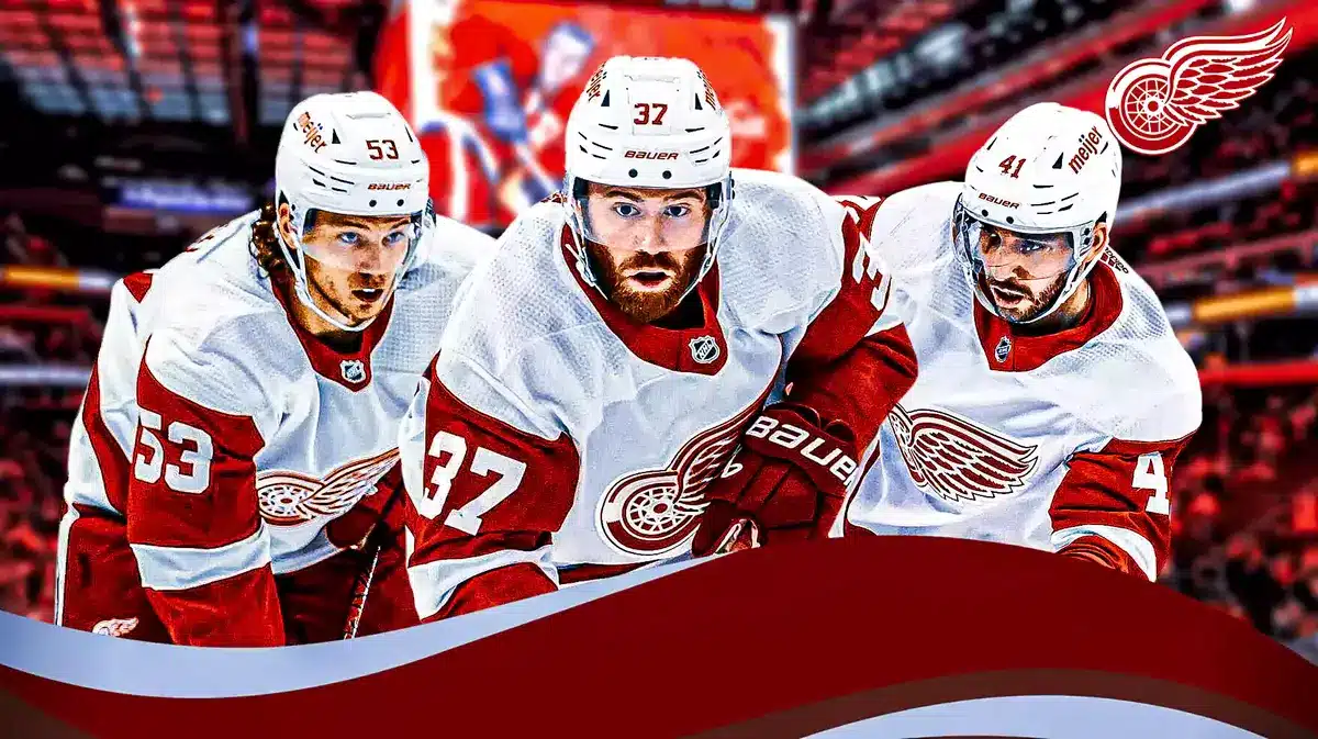 Red Wings stars JT Compher, Shayne Gostisbehere, and Moritz Seider.