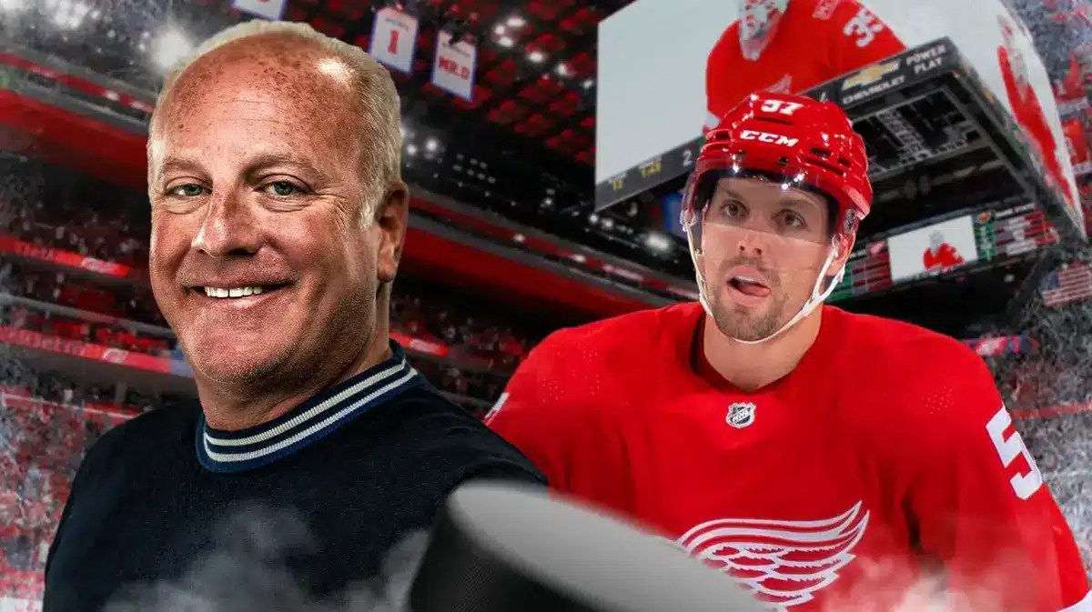 Detroit Red Wings forward David Perron with agent Allan Walsh after receiving a six-game suspension