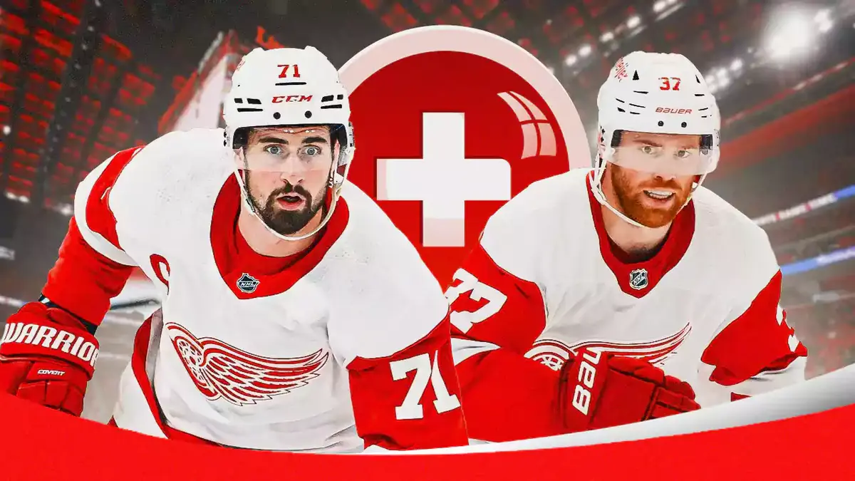 Detroit Red Wings centers Dylan Larkin and JT Compher