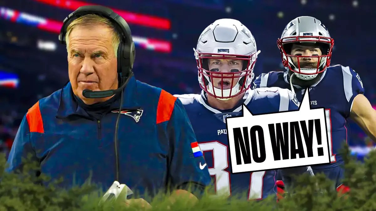 Patriots' Bill Belichick, Rob Gronkowski, and Julian Edelman