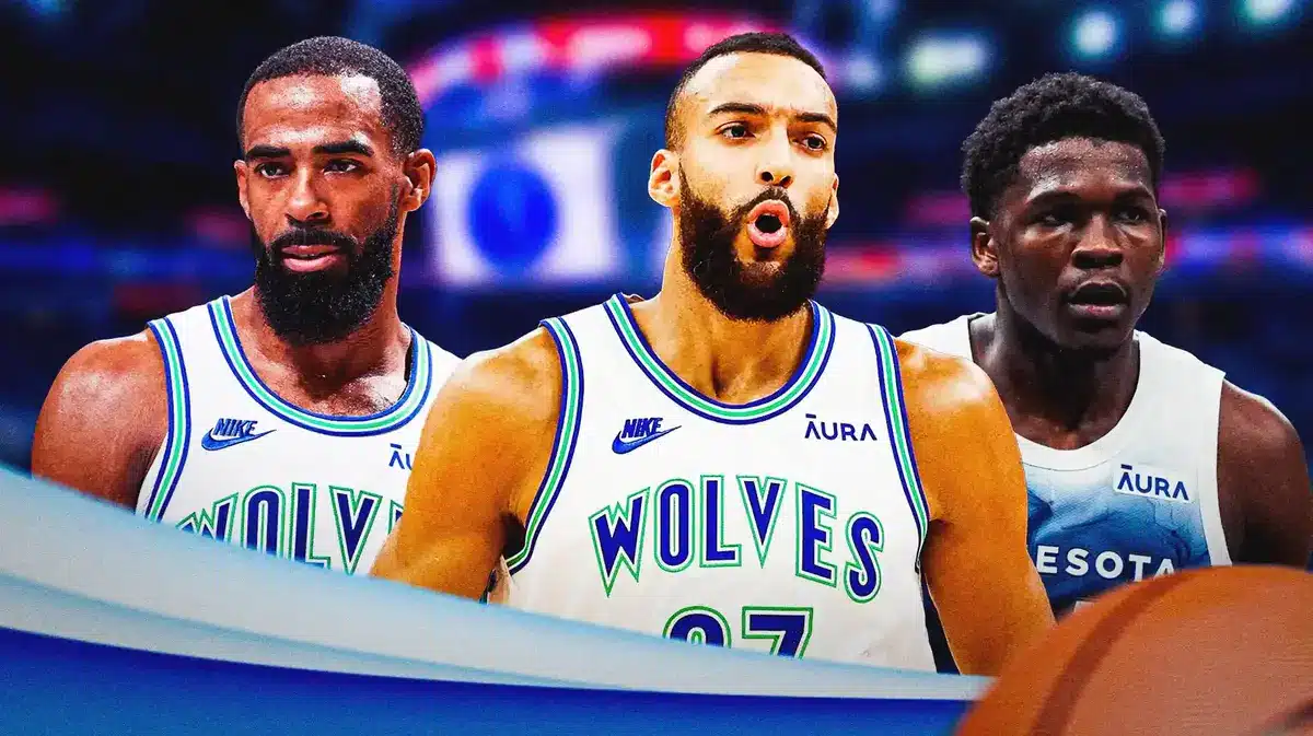 Timberwolves Mike Conley, Rudy Gobert and Anthony Edwards
