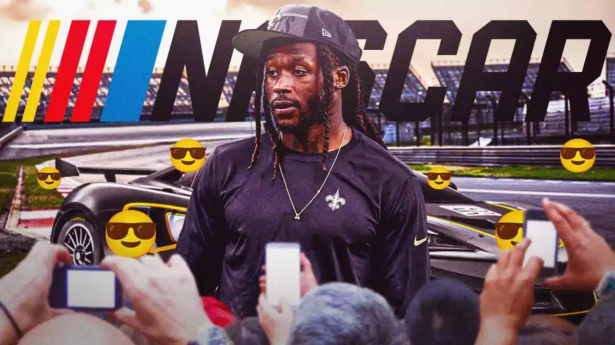 Saints_news_Alvin_Kamara_promotes_NASCAR_partnership_by_pulling_up_to_Panthers_contest_with_sick_race_car