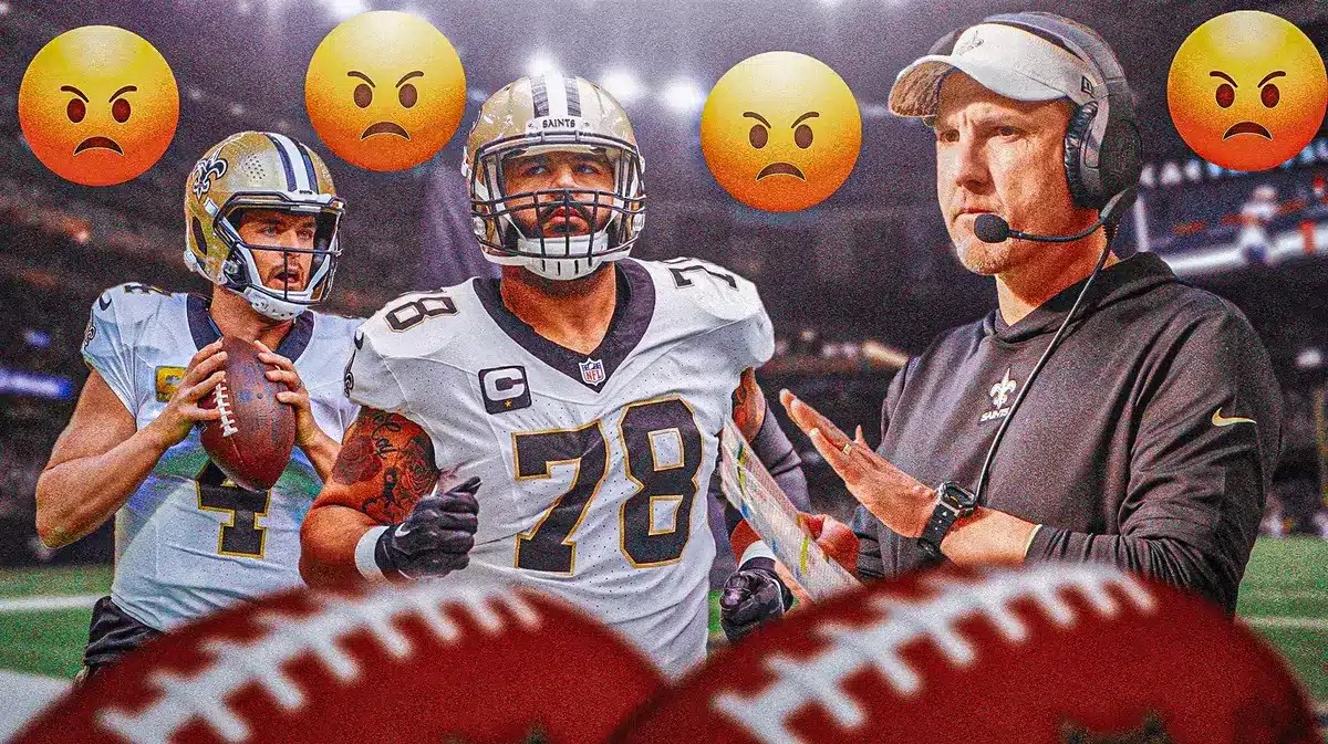 Dennis Allen. Erik McCoy and Derek Carr with angry emojis