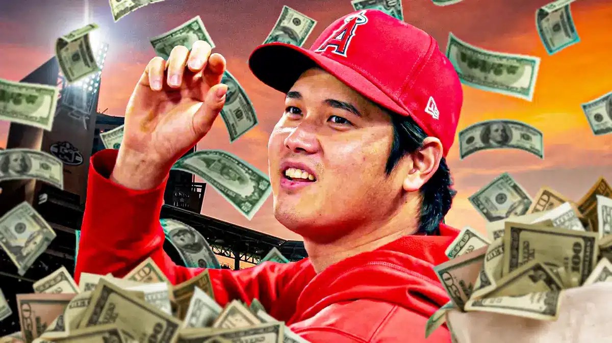 Shohei Ohtani with money flying around