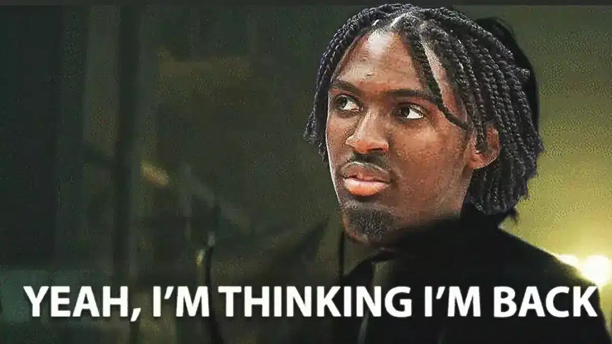 Sixers' Tyrese Maxey as John Wick saying "Yeah, I'm thinking I'm back!"